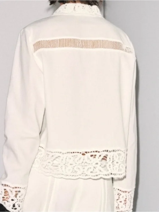 Zara white lace-trim blouse, new with tag - Picture 6 of 12